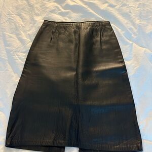 Hugo Buscati Black Leather Pencil Skirt